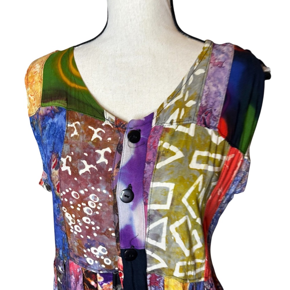 Kosibali Collection Patchwork Button Up Midi Dres… - image 3